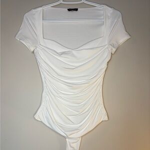 Dynamite White Ruched Bodysuit